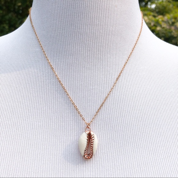 Rose Gold Cowrie Shell Necklace - Picture 5 of 9